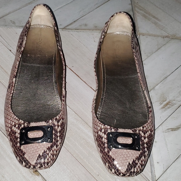 Coach Size 37 Snakeskin Design Driving Flats - Picture 2 of 8